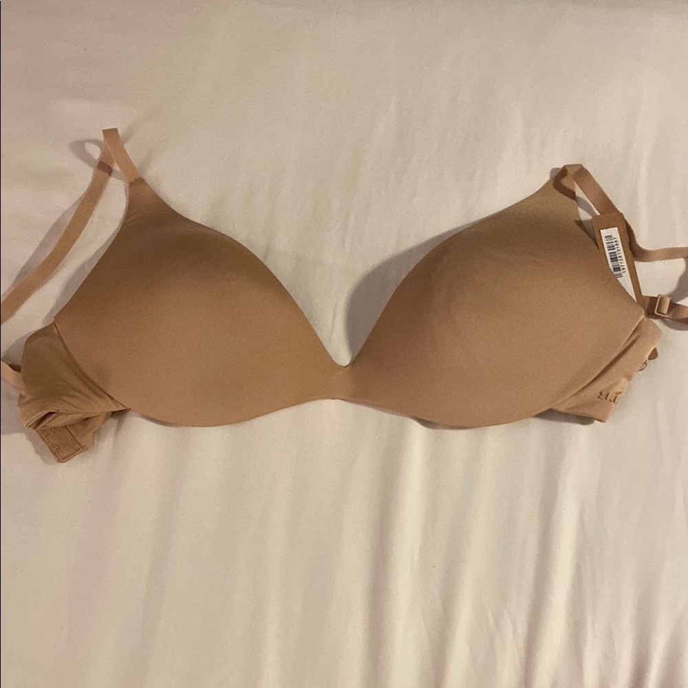 SKIMS Tan Seamless T-Shirt Super Push Up Bra with Underwire Support